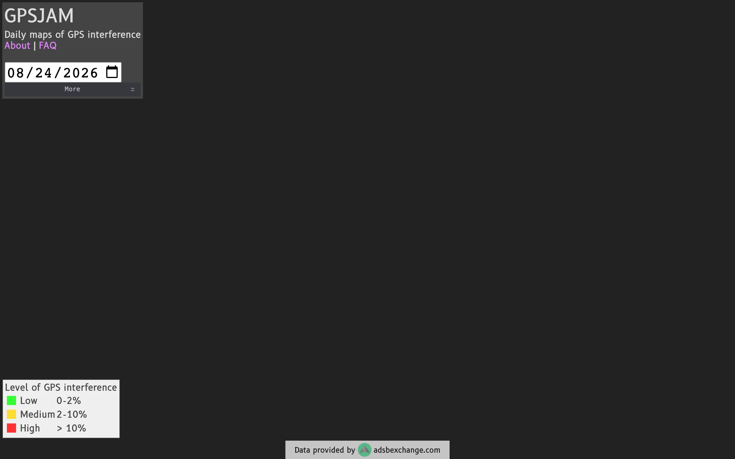 GPSJAM GPS/GNSS Interference Map screenshot 1