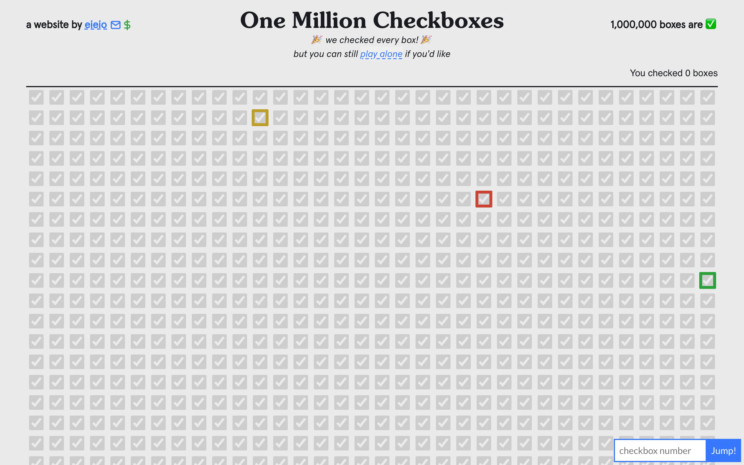 One Million Checkboxes screenshot 1