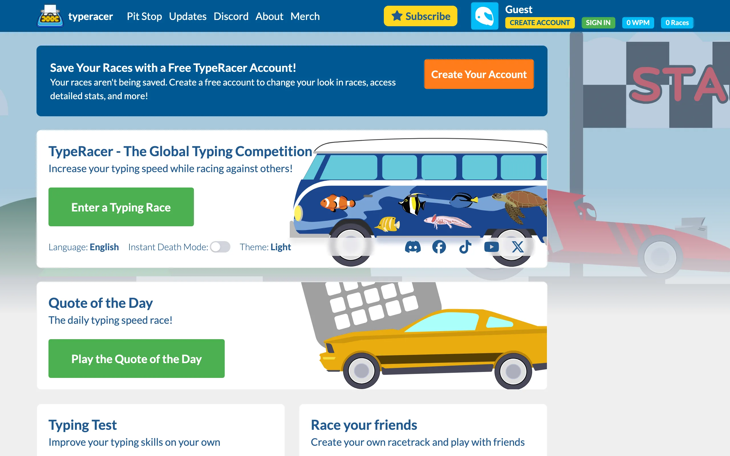 Online Typing Racing Game screenshot 1